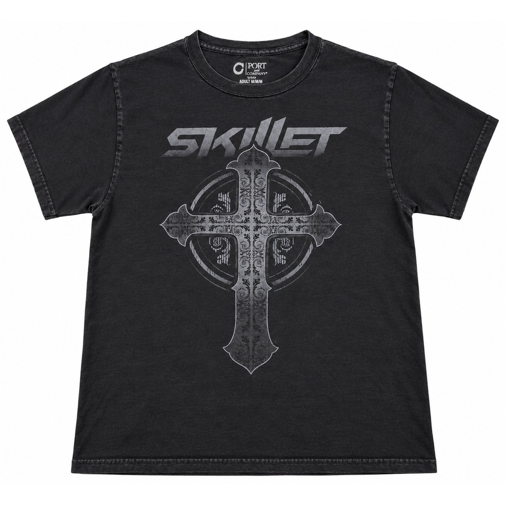 Skillet Band Graphic T-Shirt Mens Medium Black Cross Rock Tee Port & Company